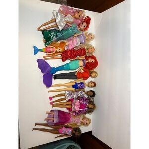 Barbie Disney Princess Doll Lot of 12 Ariel Mermaid and Barbie  Dolls Mixed
